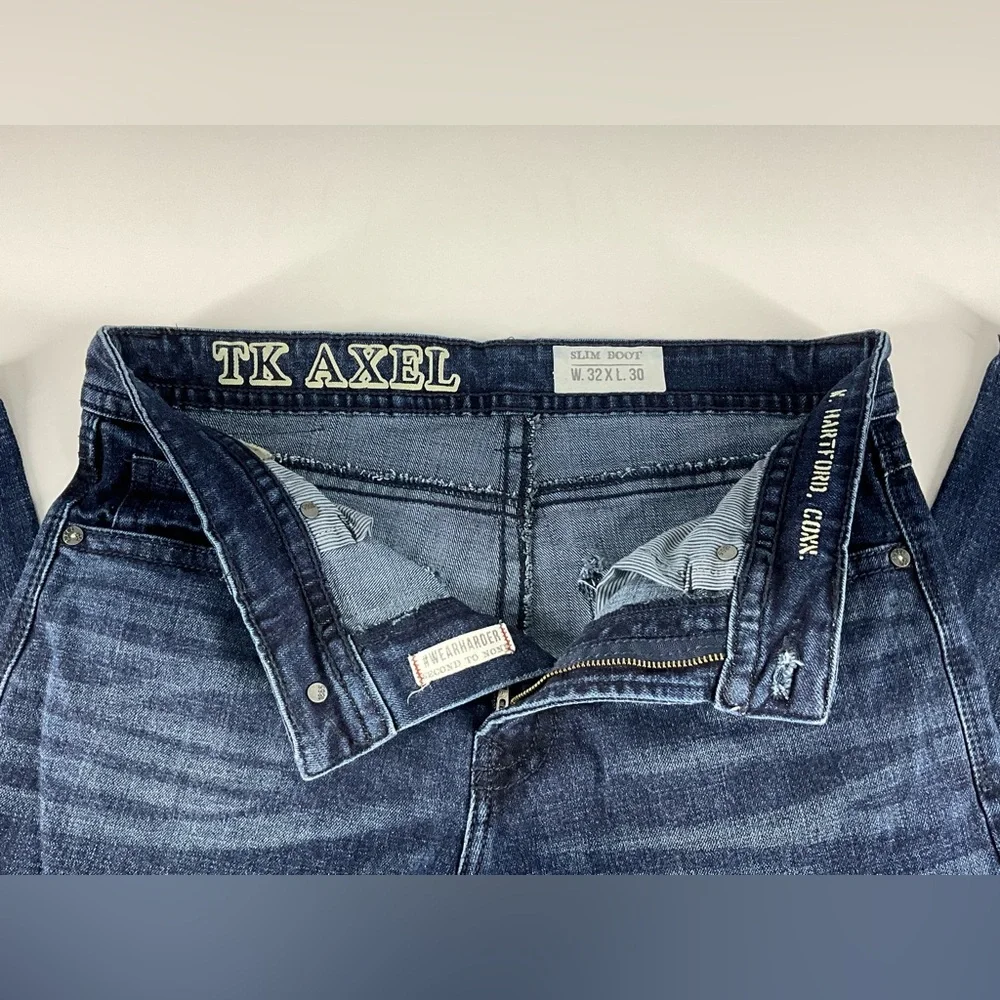TK AXEL Men's Denim Slim Bootcut Jeans Size 32 X 30